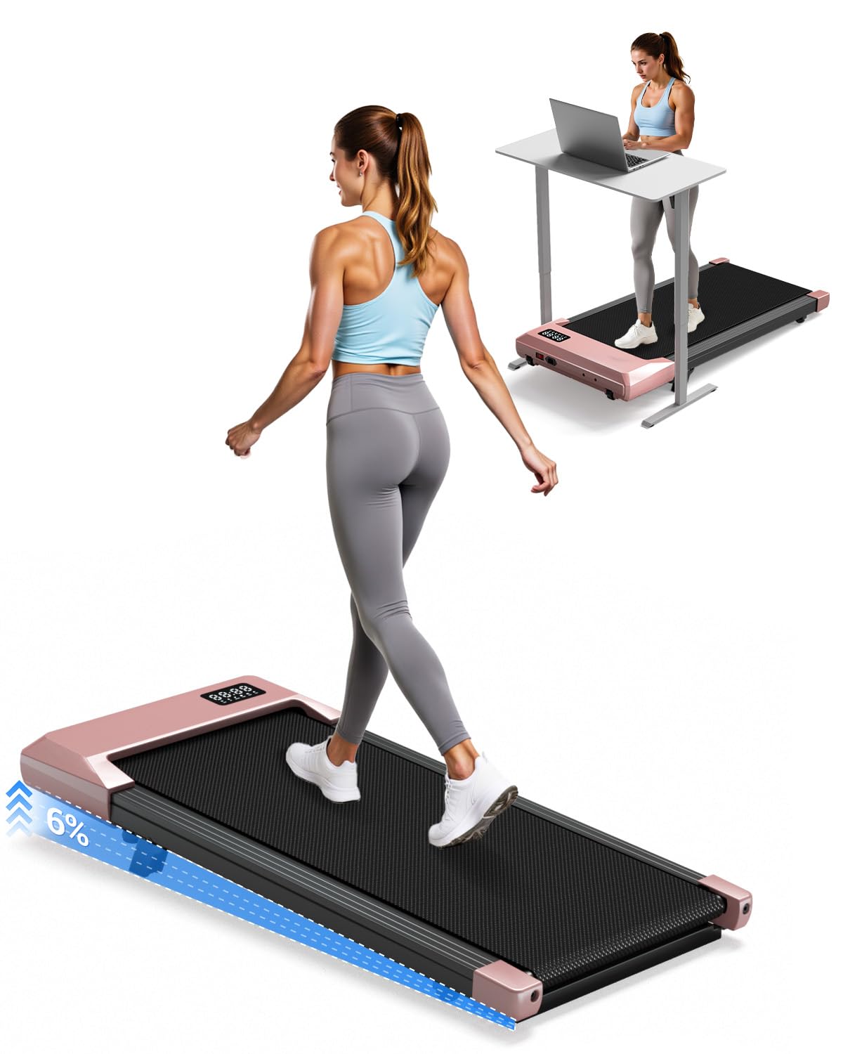 6% Incline Walking Pad 2.5HP, Bare Deck