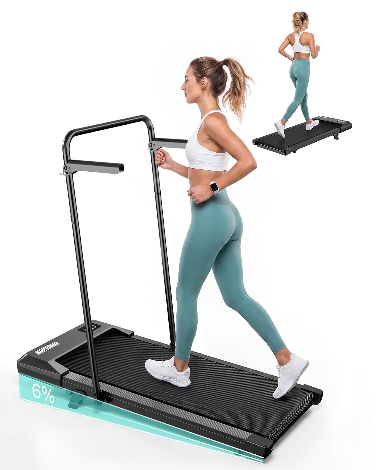6% Incline Walking Pad with Folding Handlebar