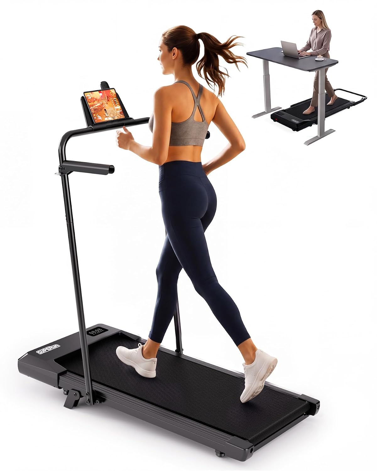 6% Incline Walking Pad with Handlebar and Tablet Shelf